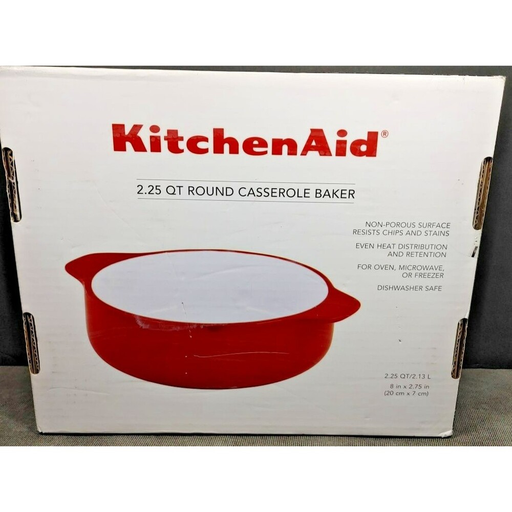 KitchenAid 2.25 QT Round Casserole Baker Red KQ990BXERA Open Box